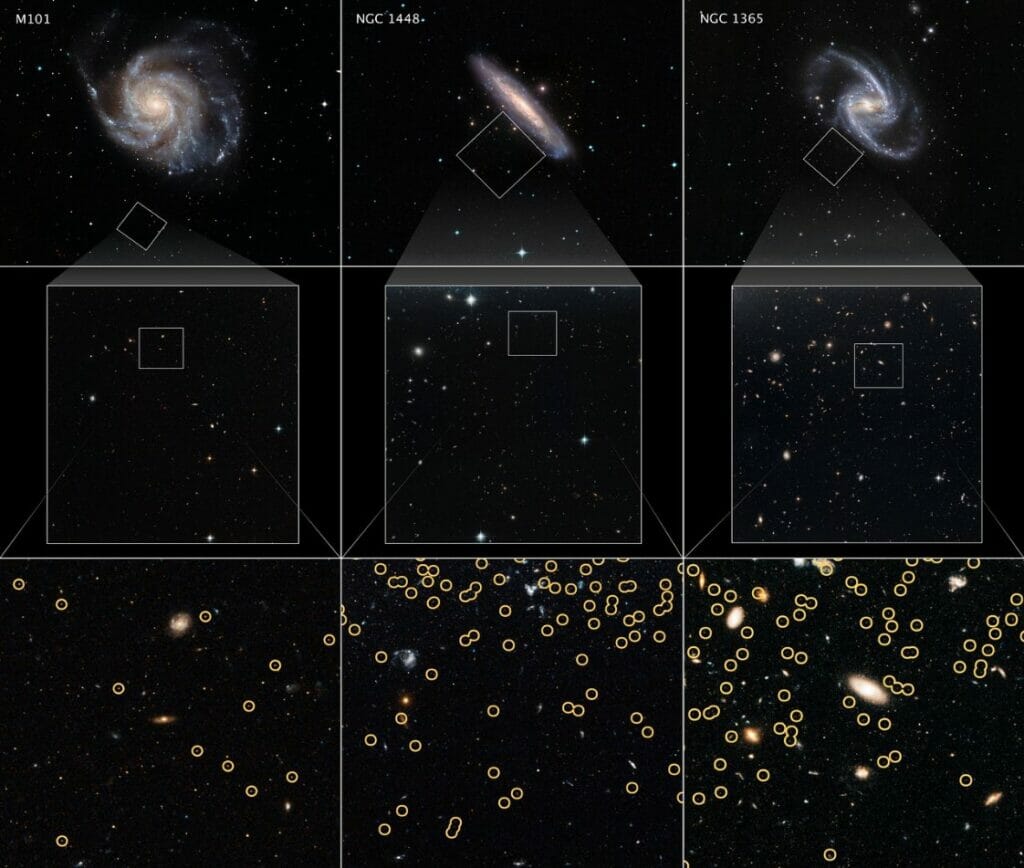 These galaxies are selected to measure the expansion rate of the universe, called the Hubble constant. The value is calculated by comparing the galaxies' distances to the apparent rate of recession away from Earth (due to the relativistic effects of expanding space). 