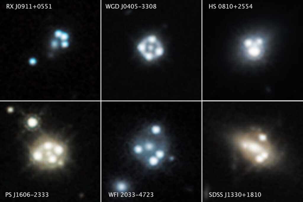 Quasars' Multiple Images Shed Light on Tiny Cold Dark Matter Clumps taken by Hubble Space Telescope in January 2020