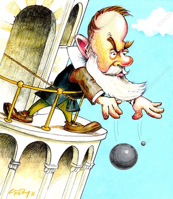 Galileo droping object from tower of pisa