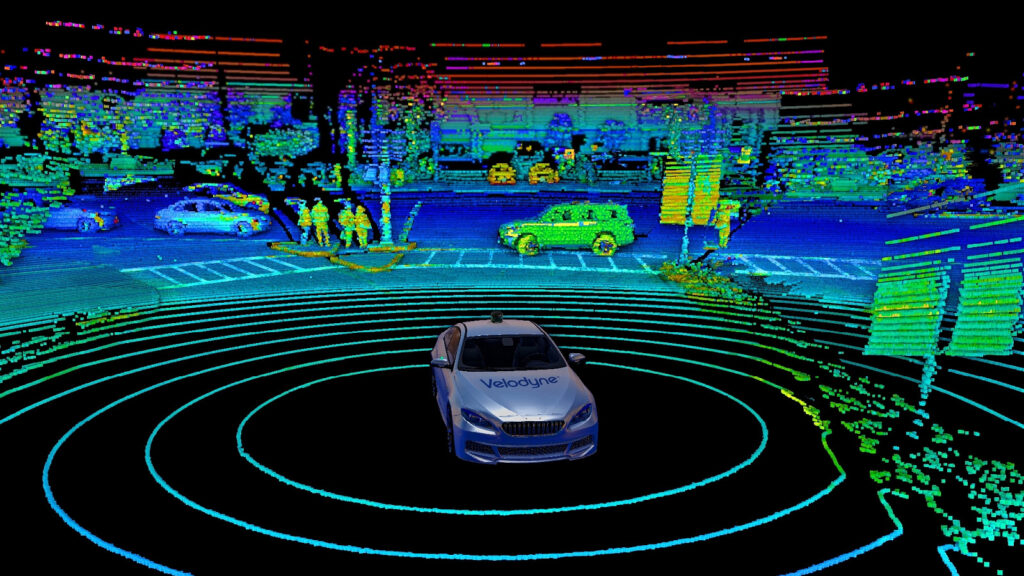 Typical LIDAR sensor working in autonomous vehicle