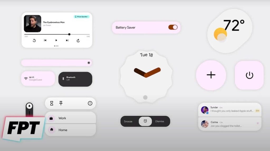 Google I/O presentation for new Android 12 features shows new UI elements 